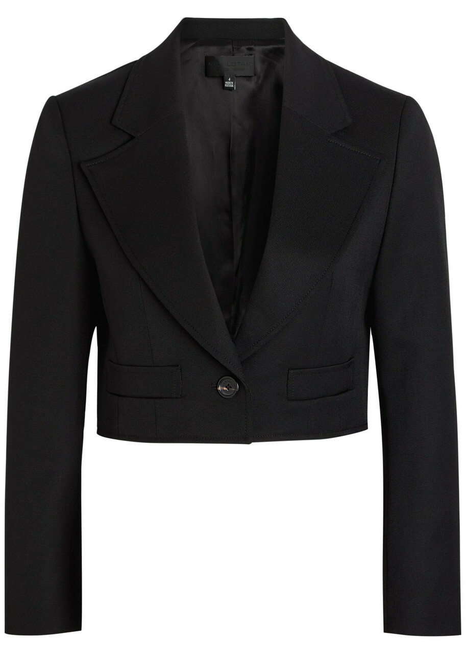 Nili Lotan Belino Cropped Wool Jacket Black