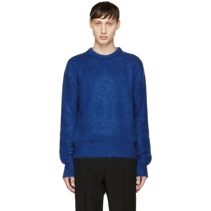 Photo: Saint Laurent Blue Mohair Crewneck Sweater 