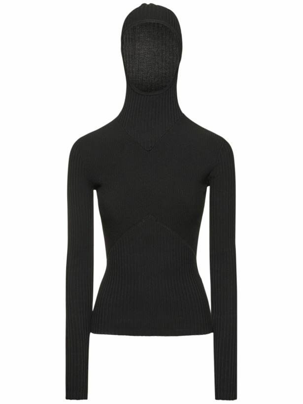 Photo: ANDREADAMO - Ribbed Knit Viscose Blend Hooded Top