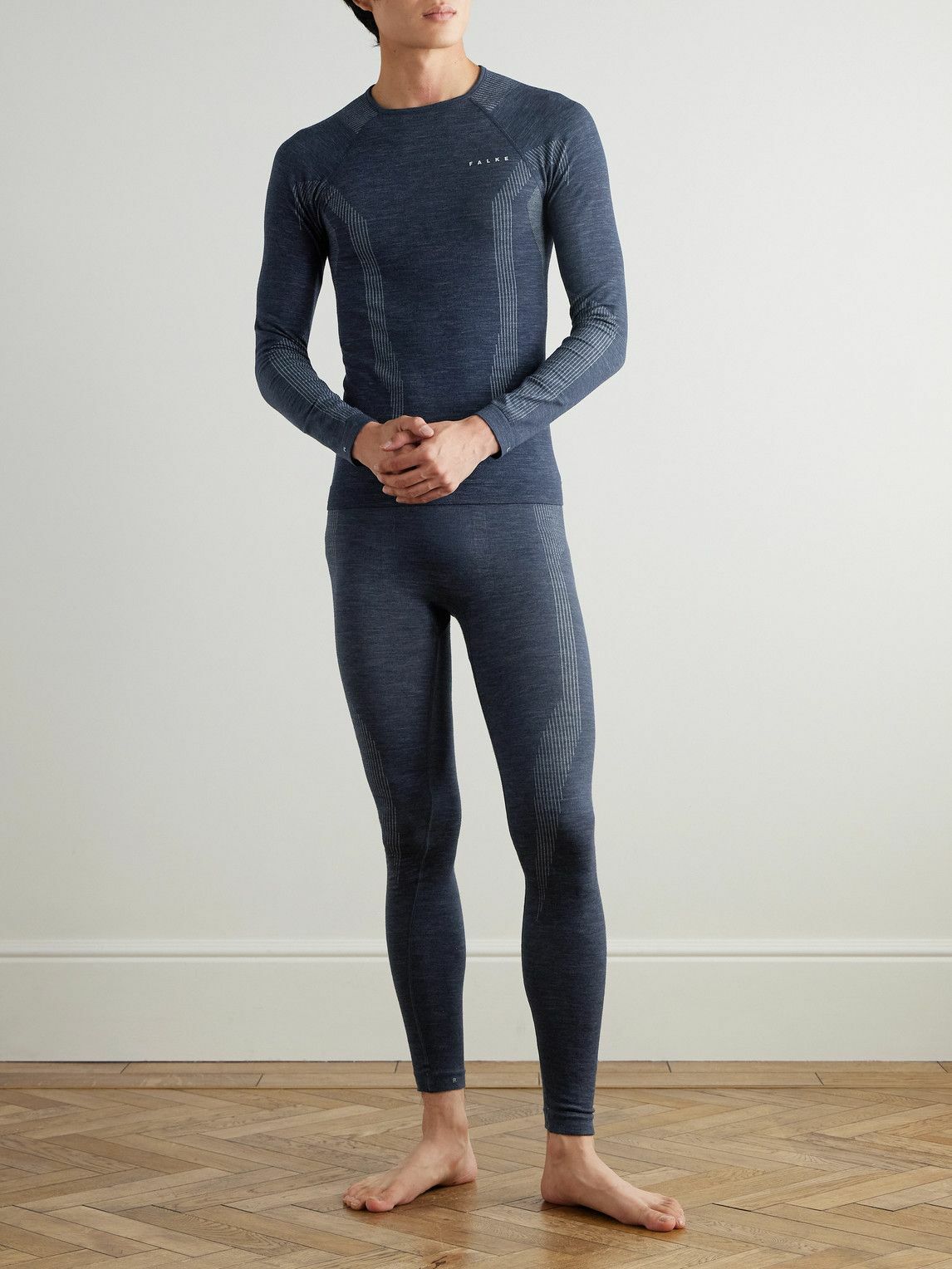 Falke - Printed Virgin Wool-Blend Ski Tights - Blue