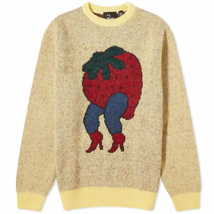 Photo: By Parra Men's Stupid Strawberry Jumper in Yellow