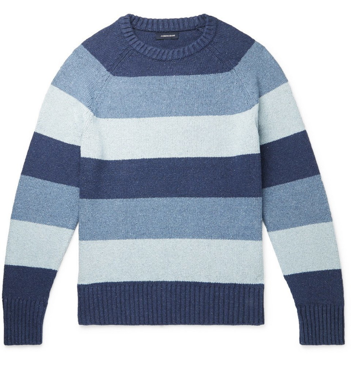 Photo: J.Crew - Striped Cotton-Blend Sweater - Blue