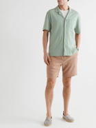 Frescobol Carioca - Angelo Camp-Collar Cotton and Linen-Blend Jersey Shirt - Green