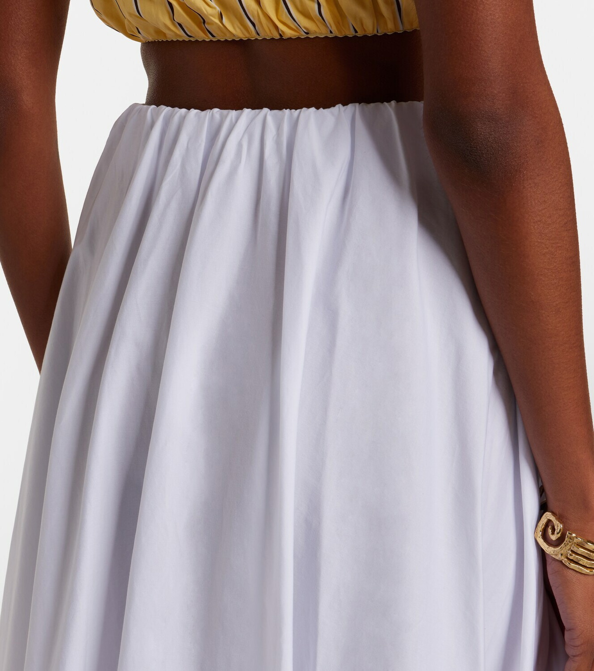 Staud Milano pleated cotton maxi skirt