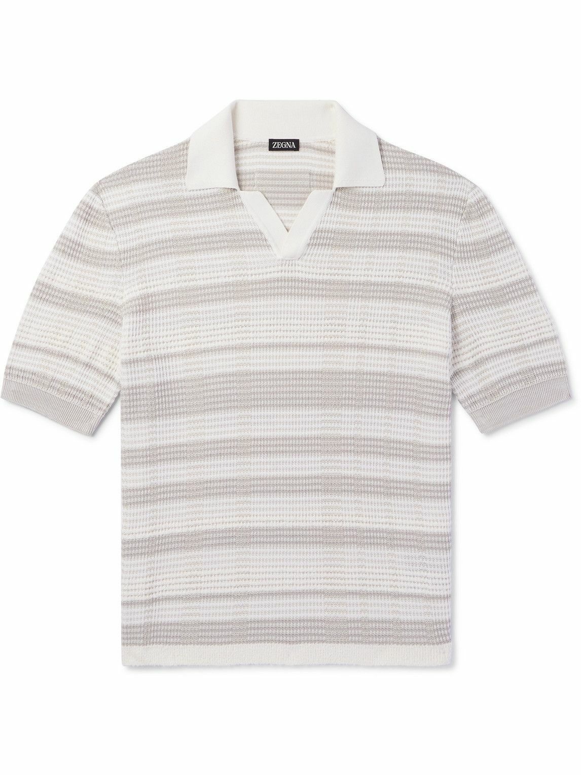 Photo: Zegna - Dégradé Cotton-Blend Polo Shirt - Gray