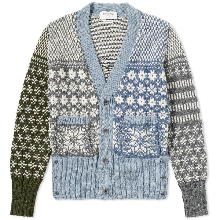 Photo: Thom Browne Classic Fair Isle Cardigan Blue