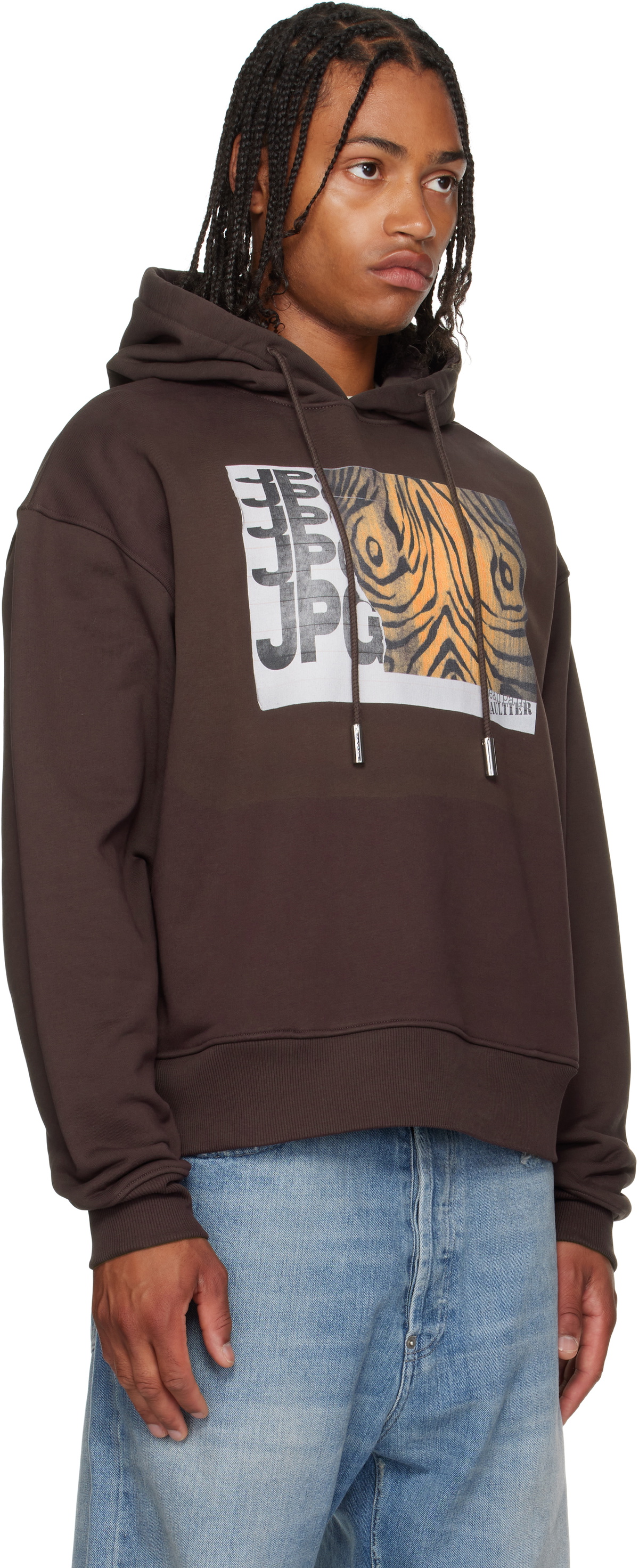 Jean Paul Gaultier Brown Printed Wood Hoodie