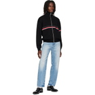 Versace Black Embroidered-Logo Cotton Knit Zip Cardigan