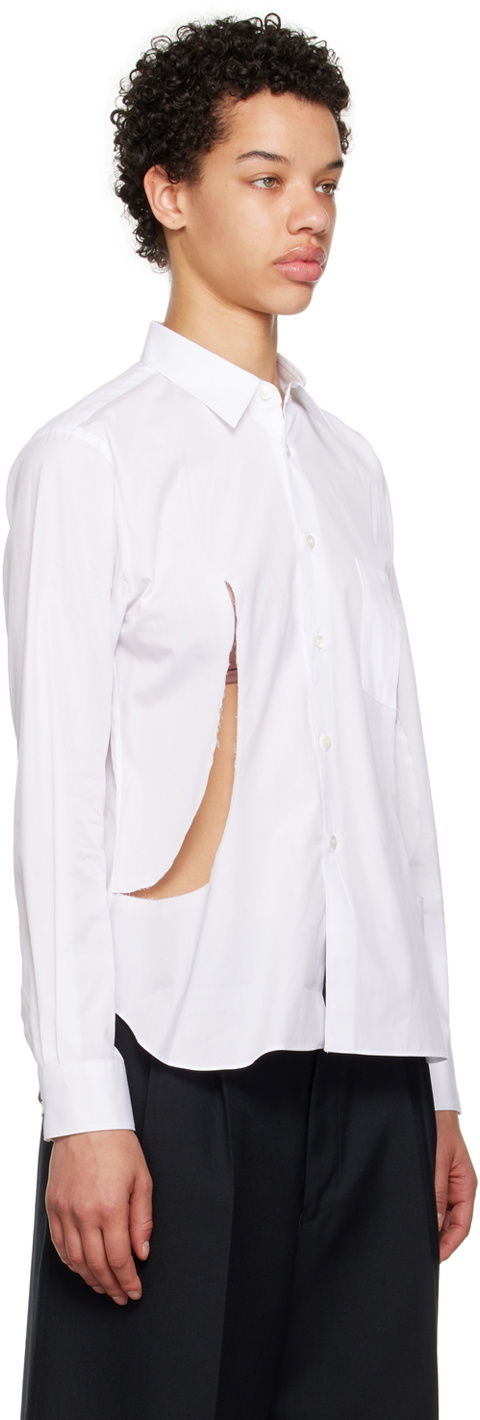 Black Comme des Garçons White Cutout Shirt