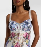 Camilla Embellished printed silk satin midi dress