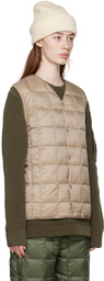 TAION Beige V-Neck Down Vest