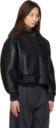 The Frankie Shop Black Jackson Bonded Faux-Leather Bomber Jacket