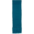 Dries Van Noten Blue Wool Oversized Tibet Scarf