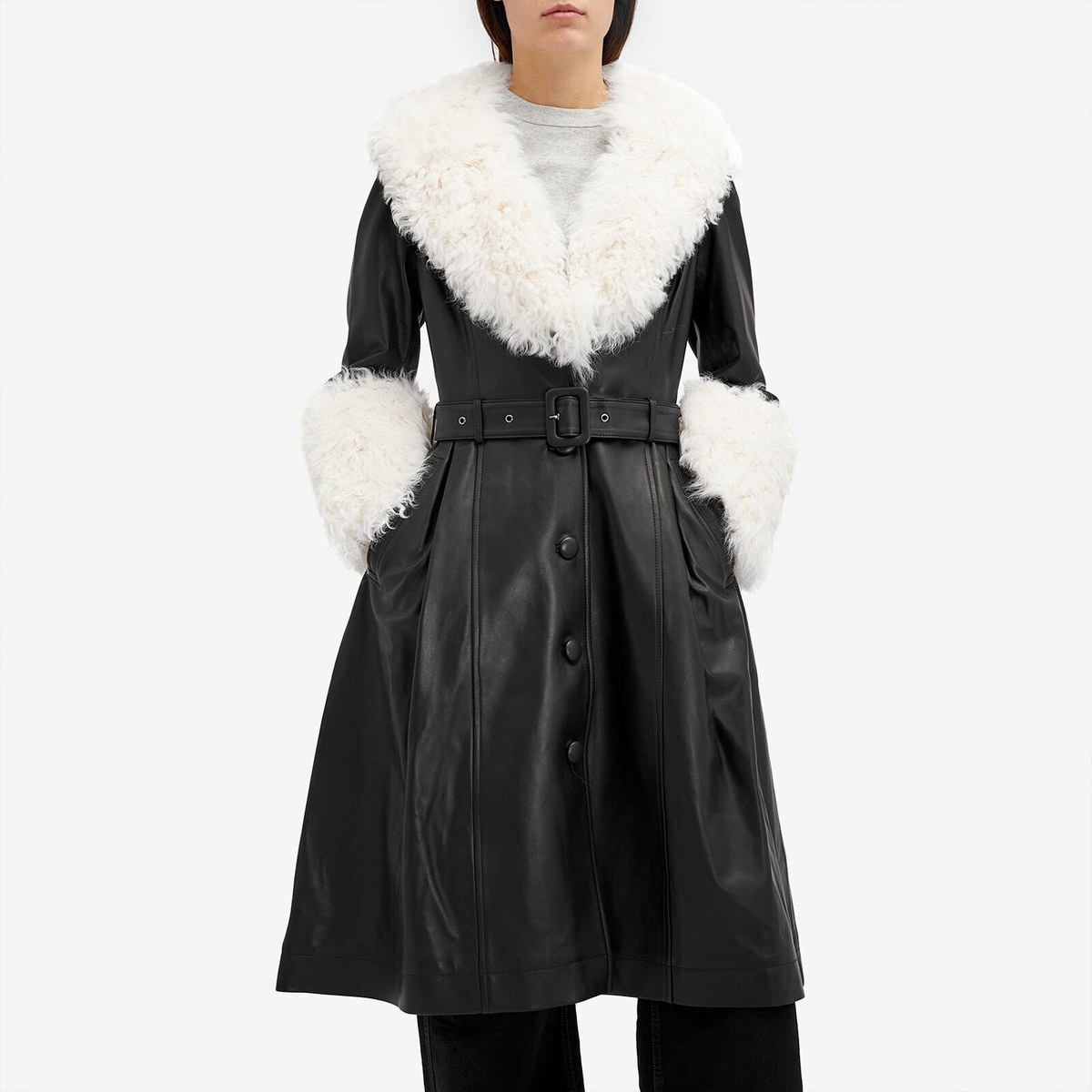 Saks Potts Women's Foxy Coat in Black/Cloud