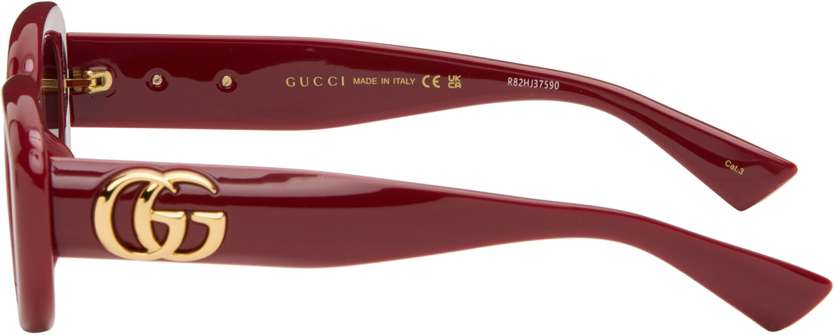 Gucci Burgundy GG Oval Sunglasses