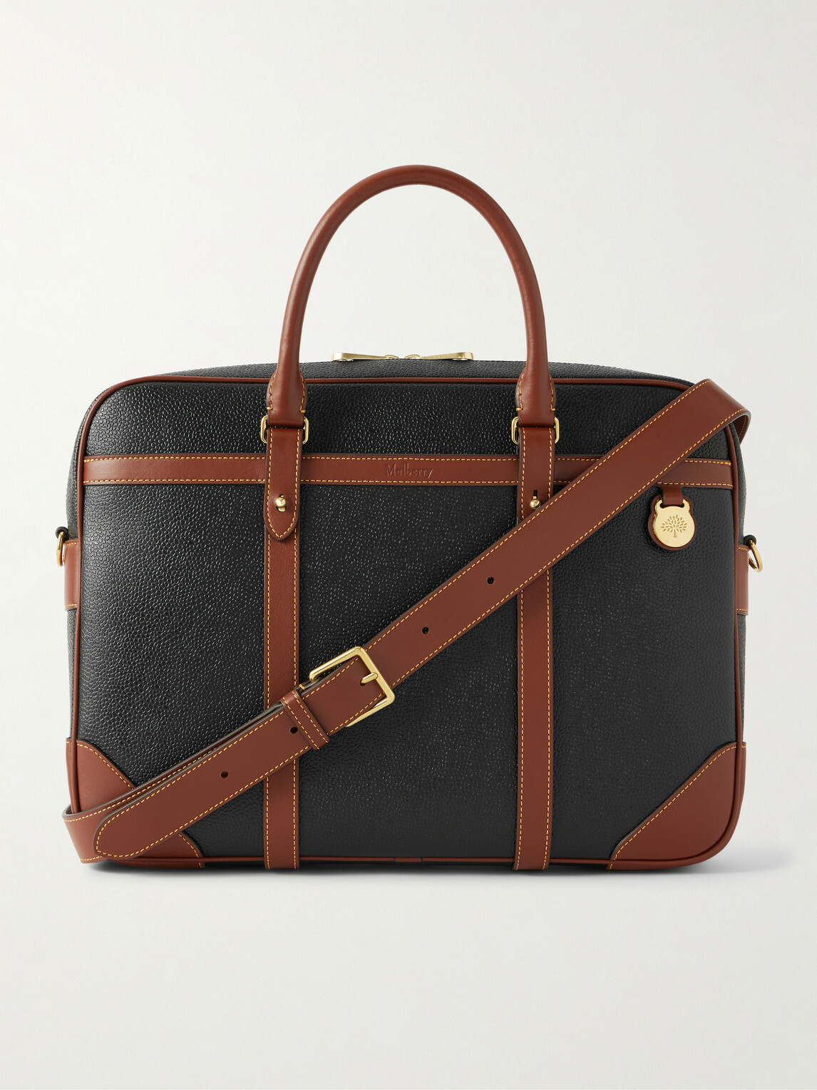 Mulberry - Heritage Leather-Trimmed Scotchgrain Briefcase