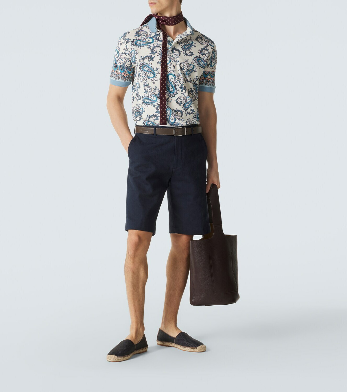 Etro Paisley cotton piqué polo shirt