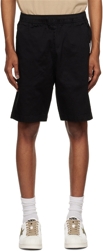Photo: AAPE by A Bathing Ape Black Embroidered Shorts
