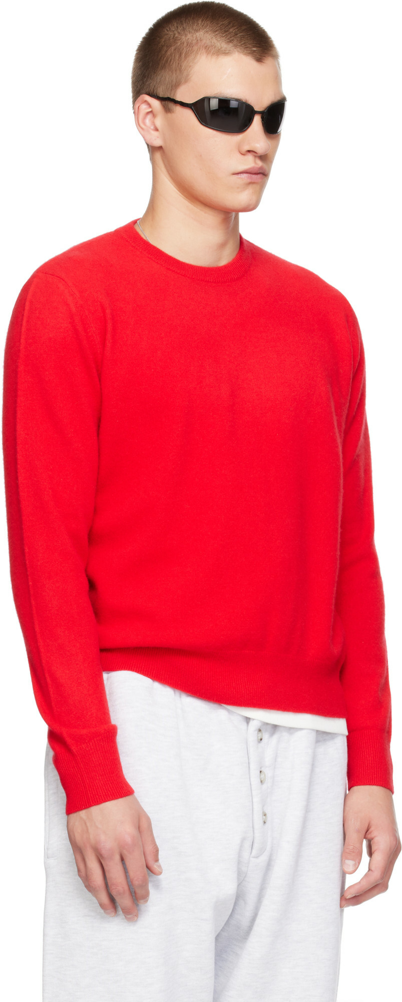 Entire Studios Red Knit Cashmere Crewneck Sweater