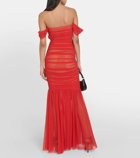 Norma Kamali Walter off-shoulder mesh gown