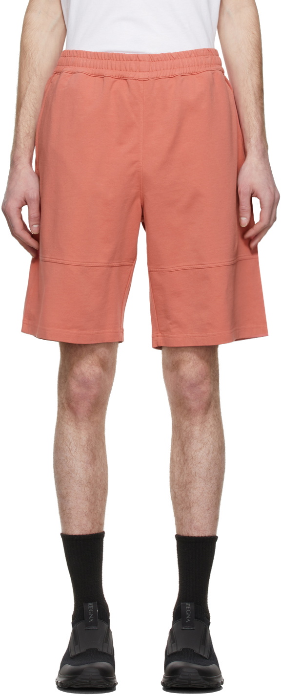 Z Zegna Pink Solid French Terry Shorts