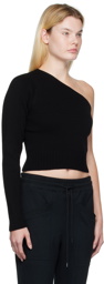 DRAE Black Asymmetric-Sleeve Sweater