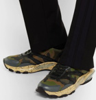 Valentino - Valentino Garavani Bounce Leather, Suede and Mesh Sneakers - Men - Army green