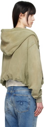 R13 Khaki Balloon Zip-Up Hoodie