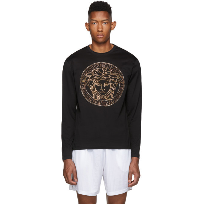 Photo: Versace Black Embellished Medusa T-Shirt