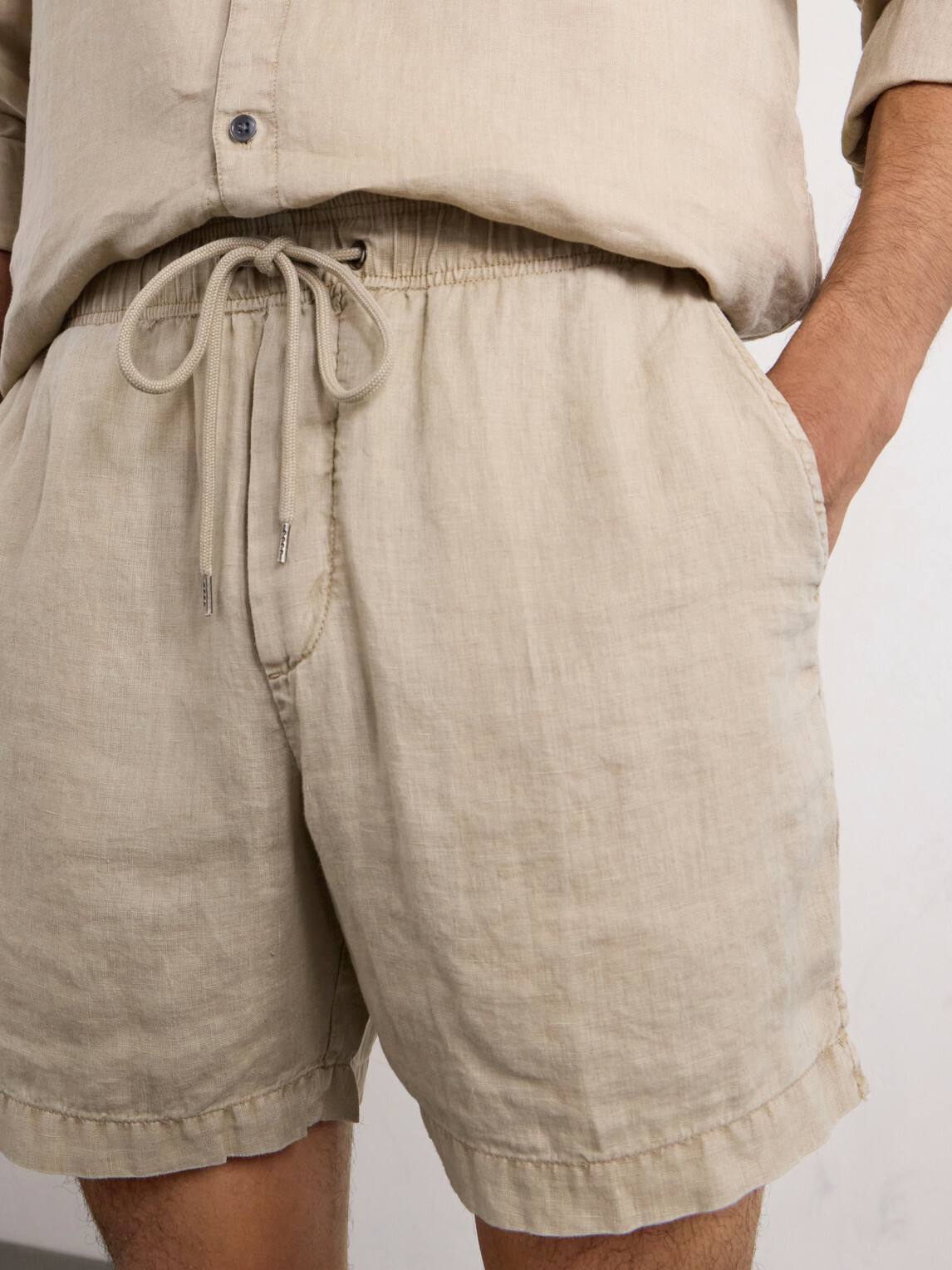 James Perse - Straight-Leg Garment-Dyed Linen Drawstring Shorts - Neutrals