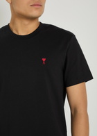 Ami Paris Logo-embroidered Cotton T-shirt Black