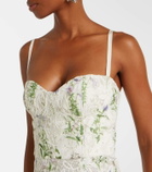 Monique Lhuillier Floral lace corset dress