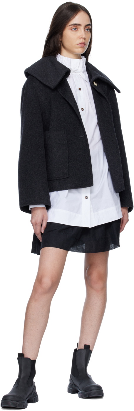 ジャケット GANNI Woman Jacket Grey T4358 252 GANNI Gray Extended Collar Jacket GANNI