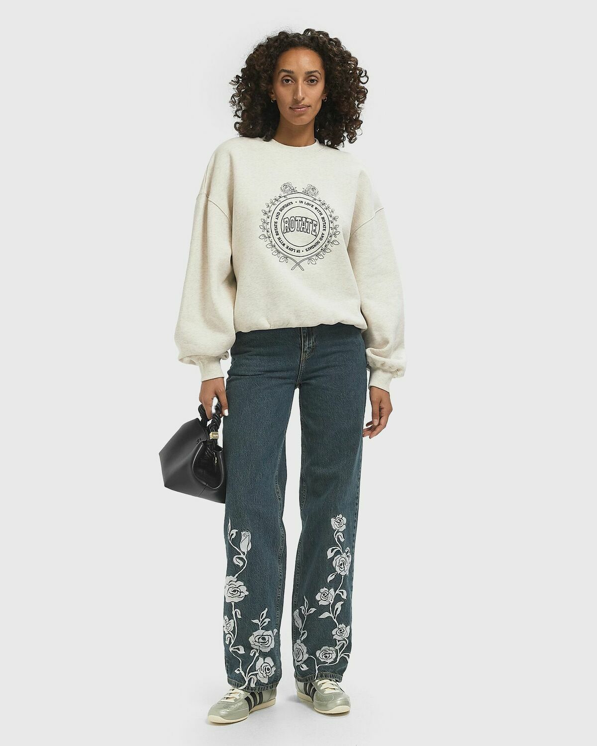 ROTATE Birger Christensen HEAVY SWEAT CREWNECK White Womens Sweatshirt