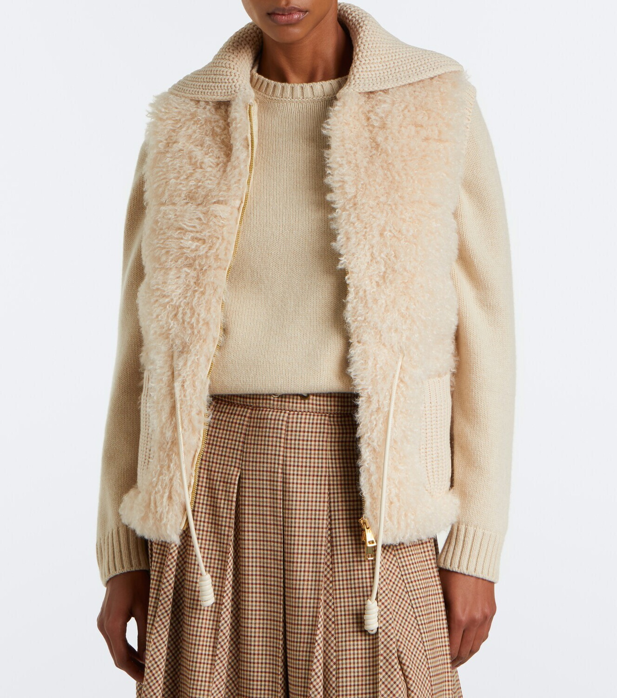 Moncler Shearling and cashmere down vest