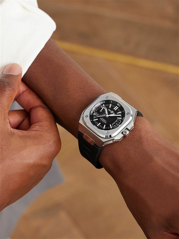 Photo: Bell & Ross - BR-X5 Automatic Chronometer 41mm Steel and Rubber Watch, Ref. No. BRX5R-BL-ST/SRB