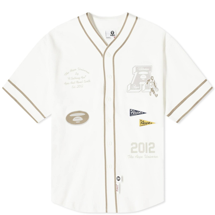 Photo: Men's AAPE College Baseball Shirt in Ivory