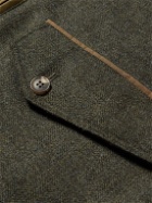 Purdey - Beesley Cotton-Trimmed Herringbone Wool-Tweed Jacket - Gray