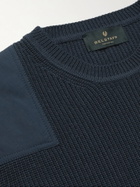 Belstaff - Brigade Shell-Panelled Ribbed Virgin Wool Sweater - Blue