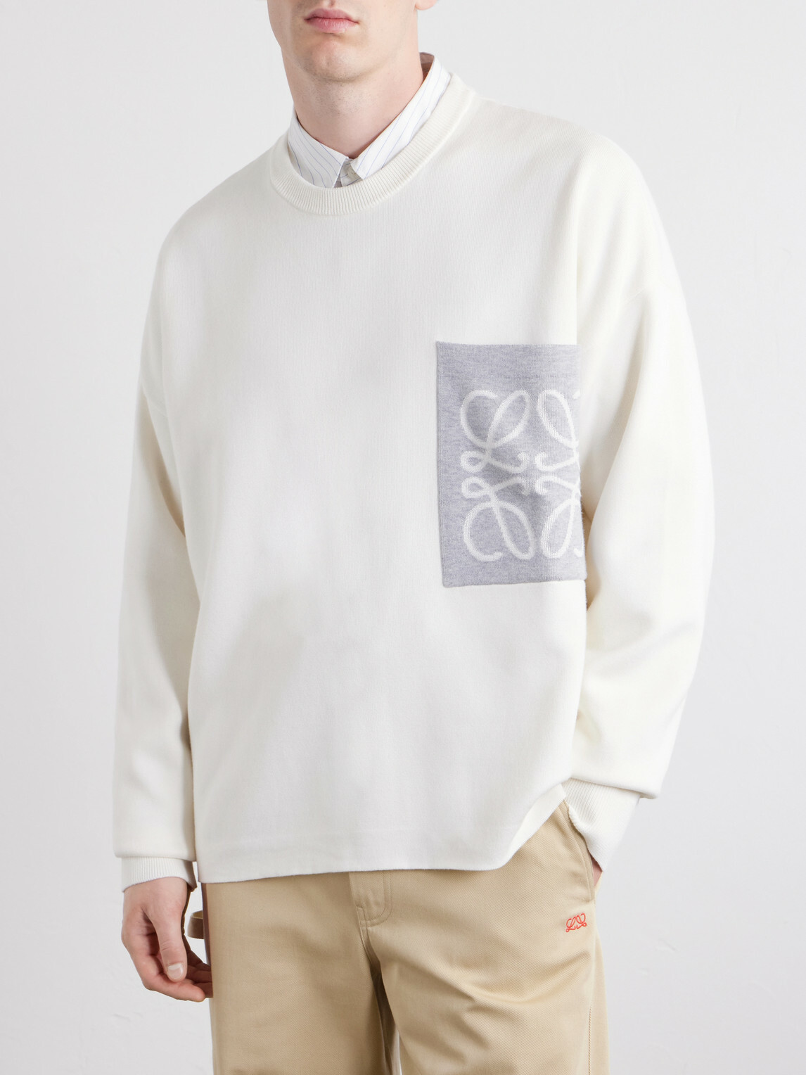 LOEWE - Anagram-Intarsia Knitted Sweater - White