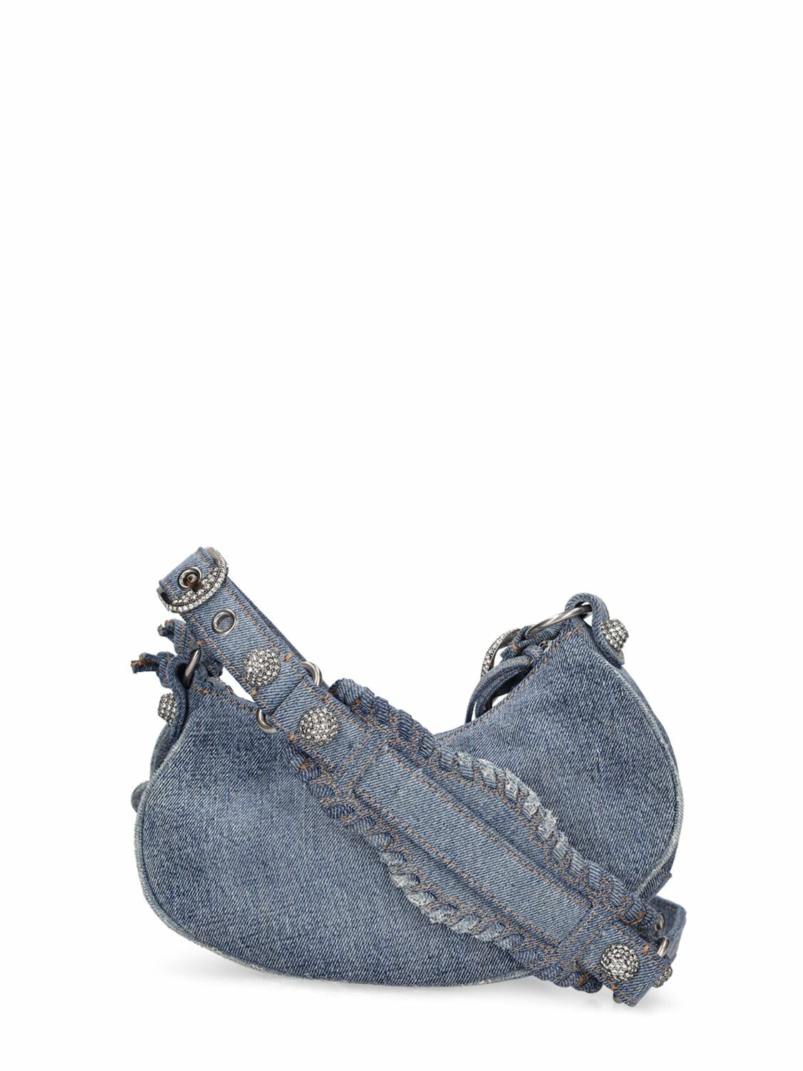 【関税&送料込】Balenciaga Embellished Denim Le Cagole Xs Sh Balenciaga Le Cagole XS Shoulder Bag In Denim | Neiman Marcus