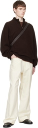 stein Brown Pure Cashmere Knit Half Zip LS Sweater