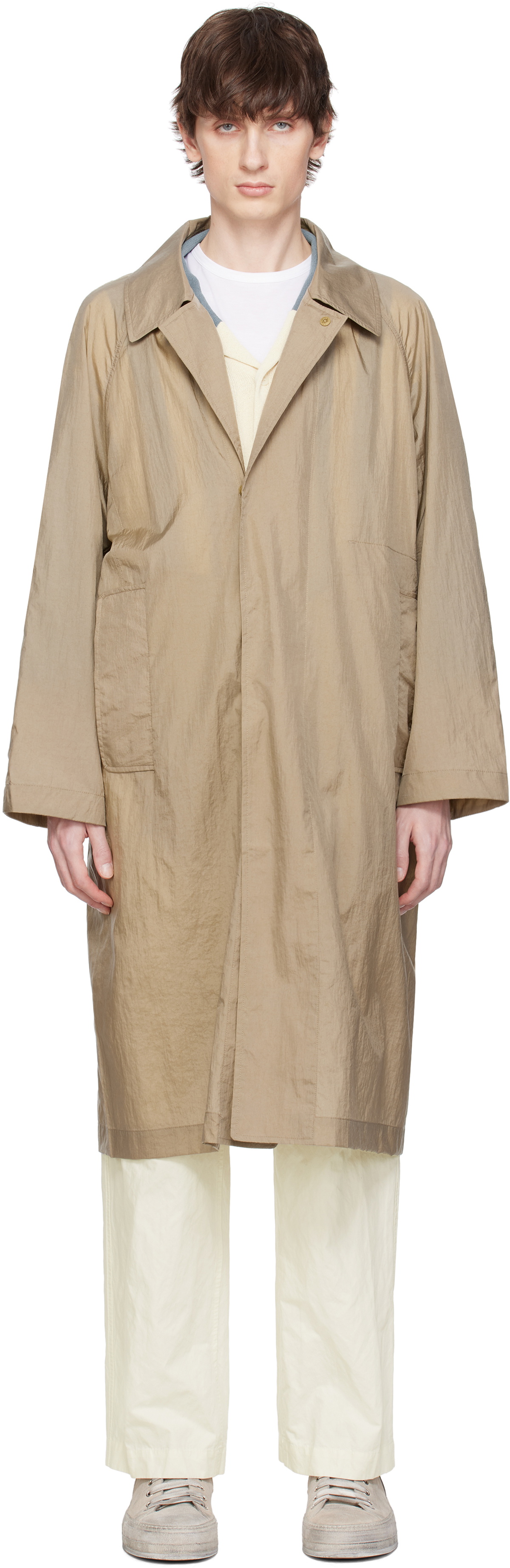DOCUMENT Khaki Light Weight Nylon Water Proof Packable Coat