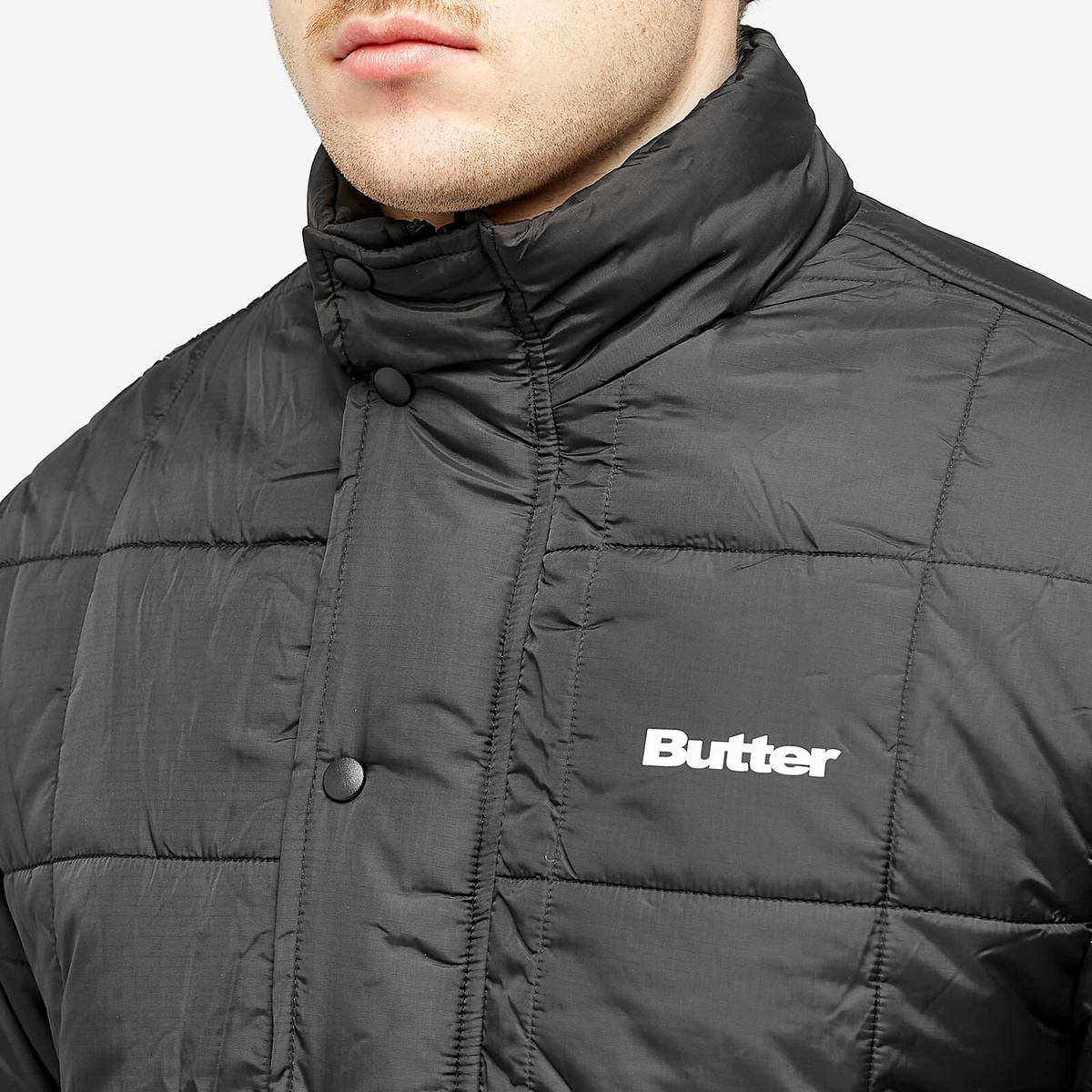 Butter Goods Men's Grid Puffer Jacket in Black Butter Goods