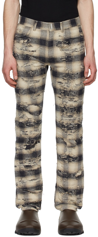 Photo: Givenchy Off-White & Black Cotton Trousers