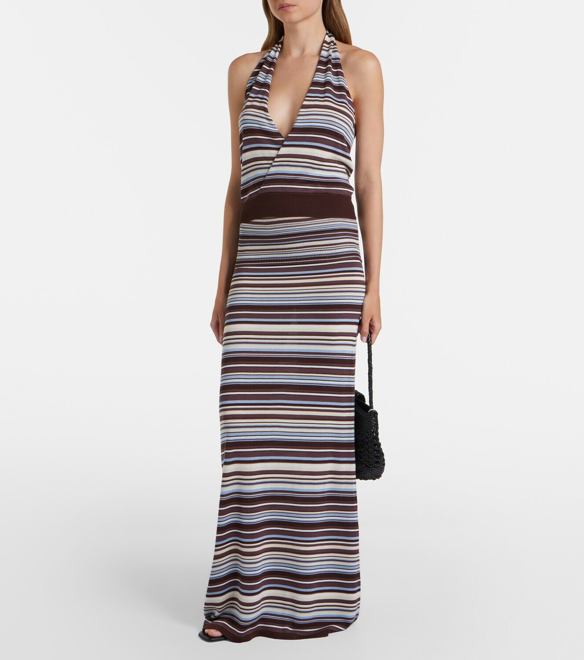 Aya Muse Knitted striped halterneck top