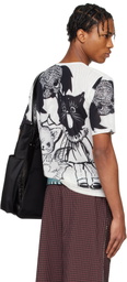 Chopova Lowena White & Black Cat Consort Short Sleeve Mesh T-shirt