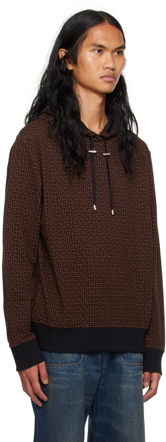 Balmain Brown Monogram Hoodie Balmain