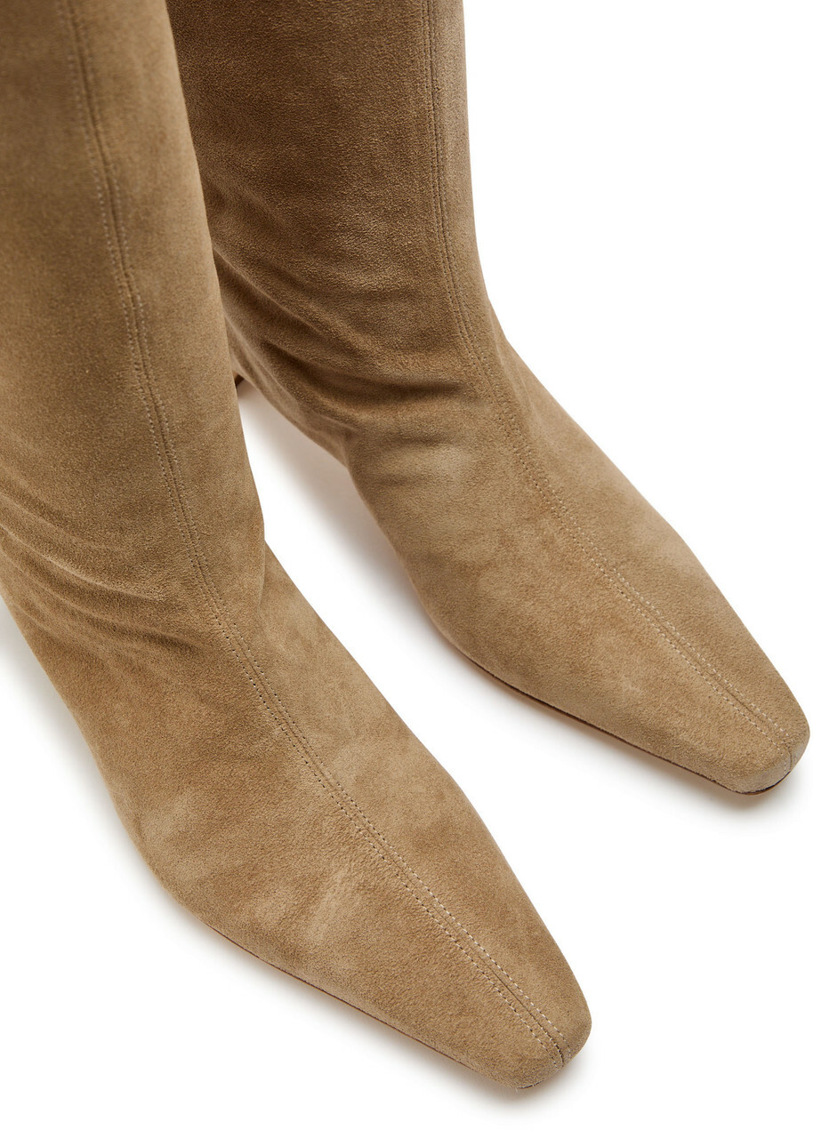 Staud Wally Suede Knee-high Boots Beige