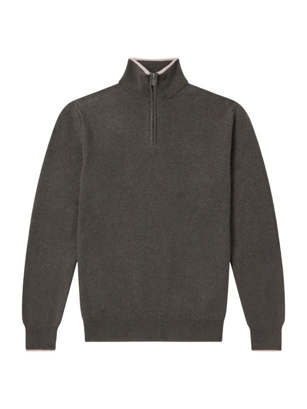 Photo: FEDELI - Ape Half-Zipped Cashmere Sweater - Green